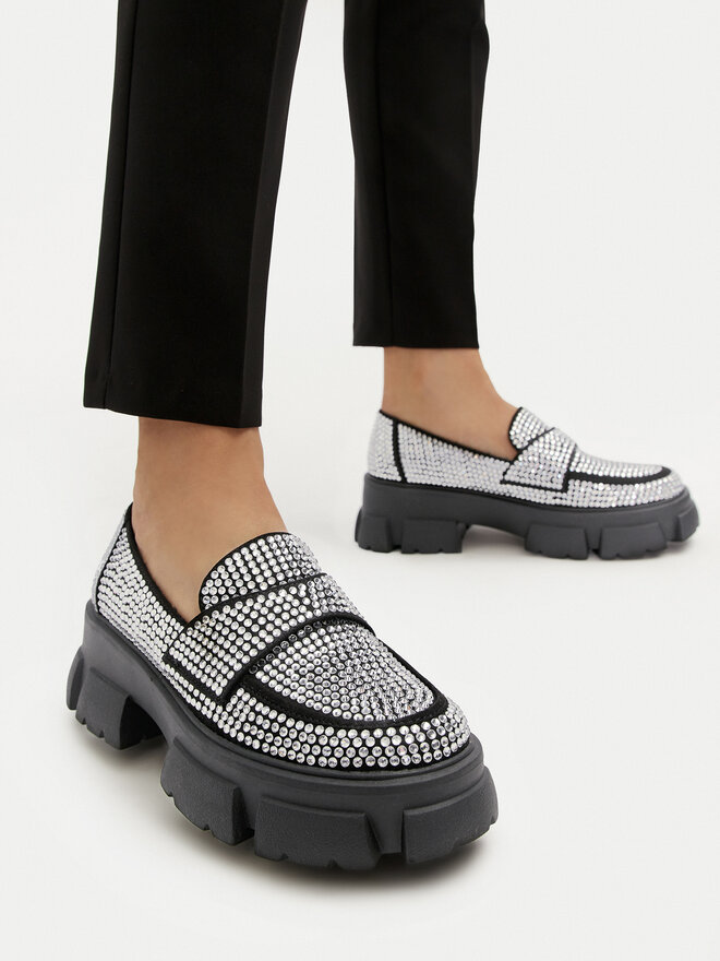 Steve Madden Loafersy Steve Madden Trifecta_R SM11003506 Srebrny