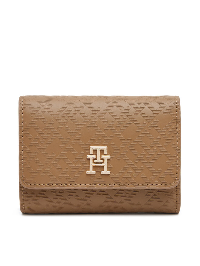 Tommy Hilfiger Μεγάλο Πορτοφόλι Γυναικείο Tommy Hilfiger Th Distinct Trifold Wallet Mono AW0AW17257 Καφέ
