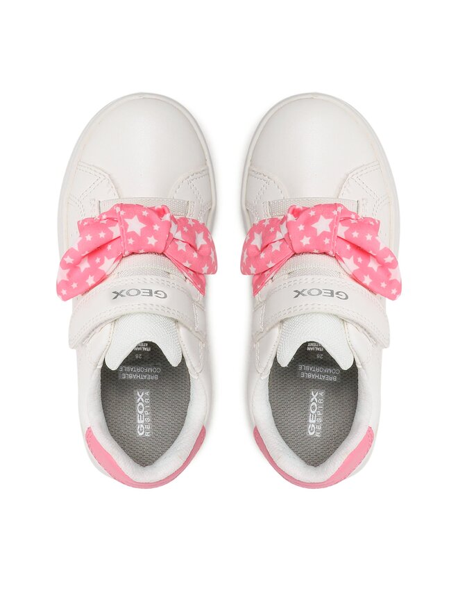 Baskets Geox Djrock Pour Fille - Tige Effet Cuir Avec Nœud, Scratch Et Lacets élastiques, Légères Et Respirantes