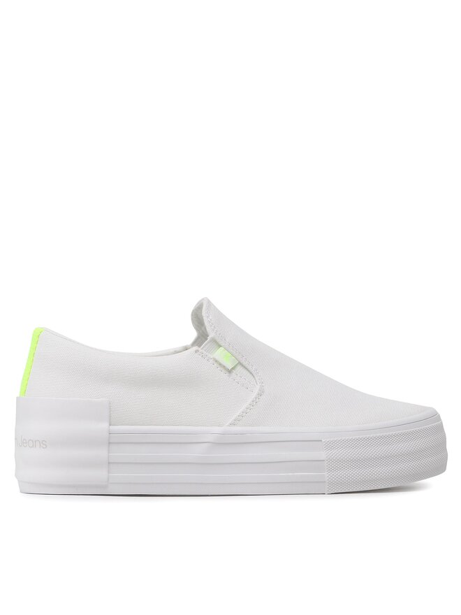 Calvin Klein Jeans Tenisky Calvin Klein Jeans Vulc Flatf Bold Slipon Fluo Cont YW0YW00905 Bílá
