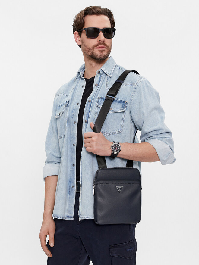 Guess Плоска сумка Guess Certosa Saffiano Smart HMECSA P3123 Cиній