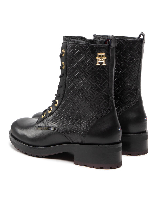 Tommy Hilfiger Μποτάκια Tommy Hilfiger Th Monogram Biker Boot FW0FW06817 Μαύρο