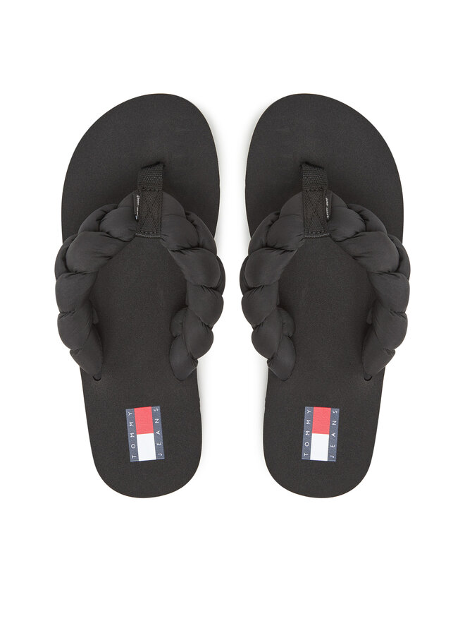 Tommy Jeans Zehentrenner Tommy Jeans Braided Thong Beach Sandal EN0EN02877 Schwarz