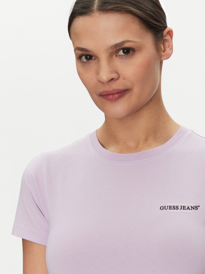 Guess Jeans Guess Jeans Marškinėliai W4YI02 J1314 Violetinė Slim Fit
