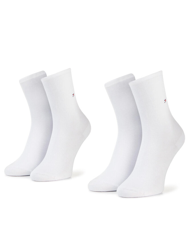 Tommy Hilfiger Súprava 2 párov vysokých dámskych ponožiek Tommy Hilfiger 371221 Biela