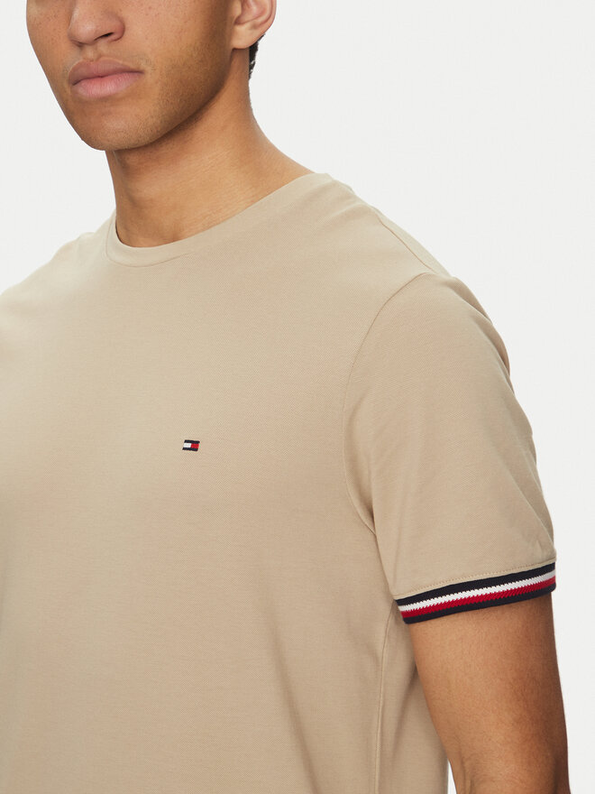 Tommy Hilfiger Tommy Hilfiger T-Shirt Global Stripe MW0MW38630 Μπεζ Regular Fit