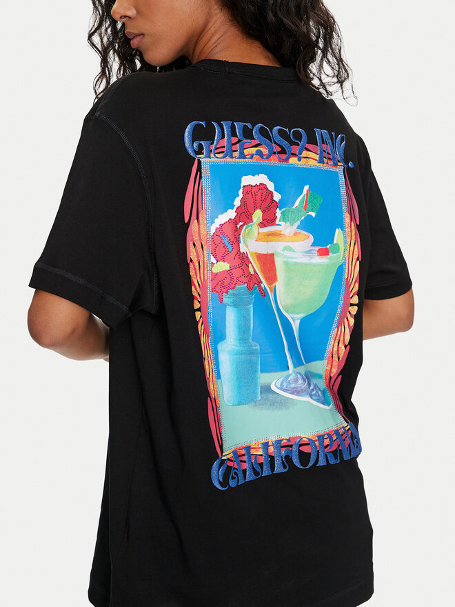 Guess Guess Marškinėliai W4GI19 JA914 Juoda Regular Fit