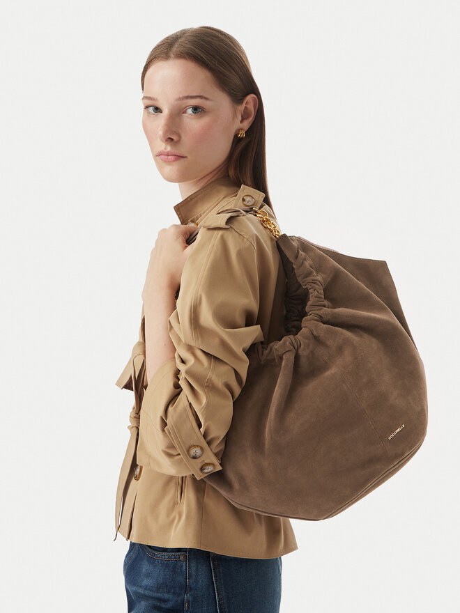 Coccinelle Handtasche Coccinelle V5G Coccinellesmash Suede Bim E1 V5G 11 02 01 Dunkelbeige