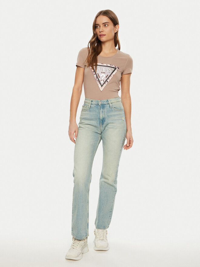 Guess Guess Marškinėliai W5RI22 J1314 Ruda Regular Fit