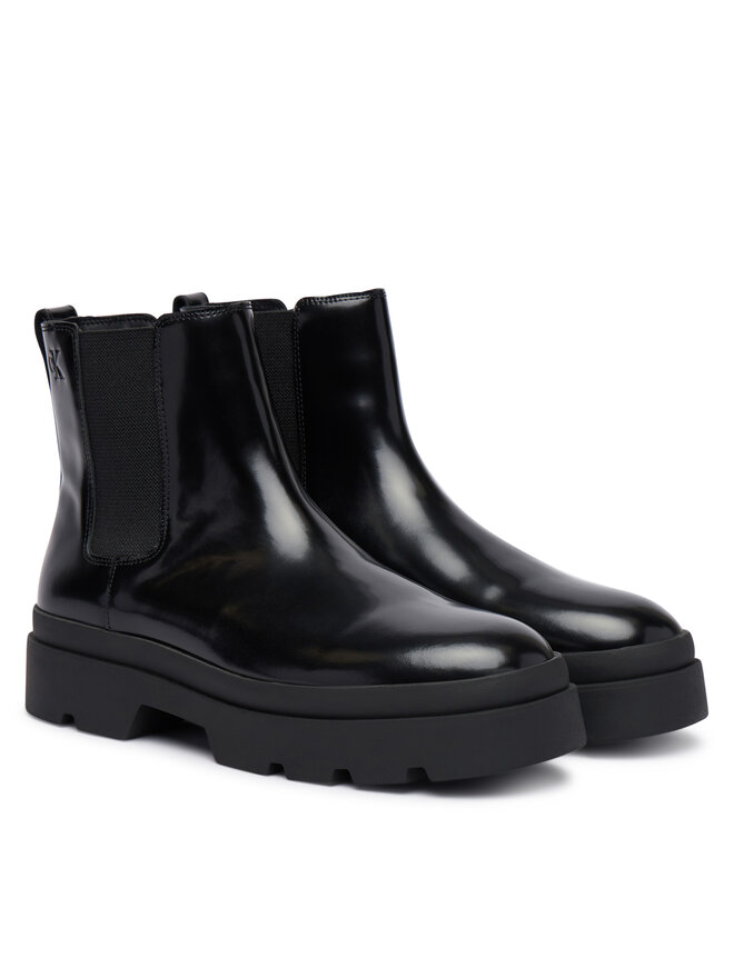 Calvin Klein Klassische Stiefeletten Calvin Klein Lugged Chelsea Boot Matt Lth HM0HM02445 Schwarz