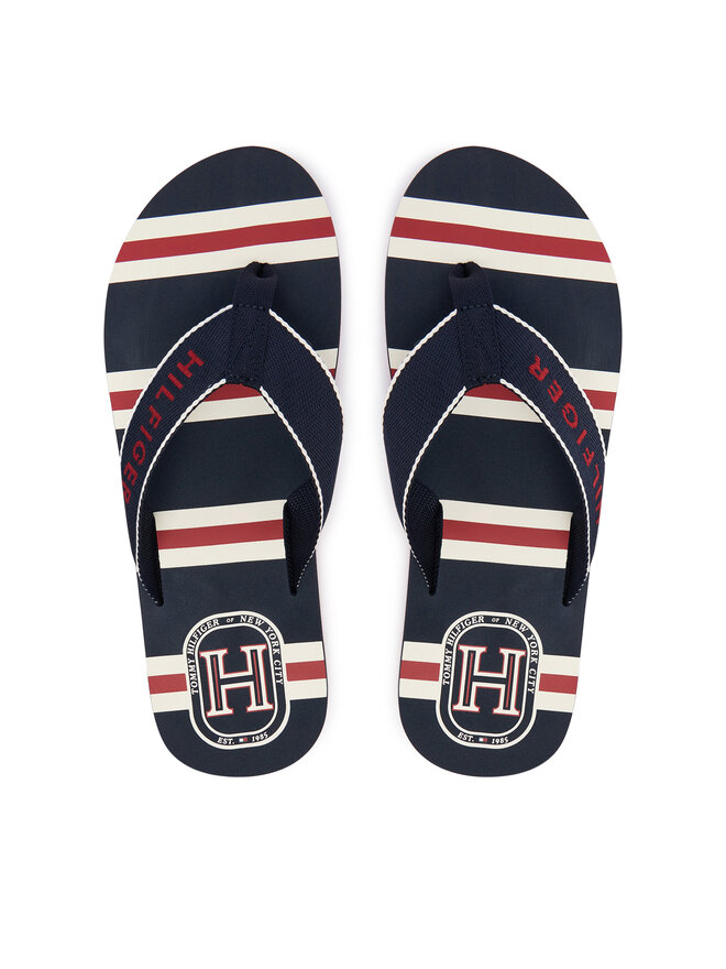 Tommy Hilfiger Zehentrenner Tommy Hilfiger Stripes Beach Sandal FM0FM06003 Dunkelblau
