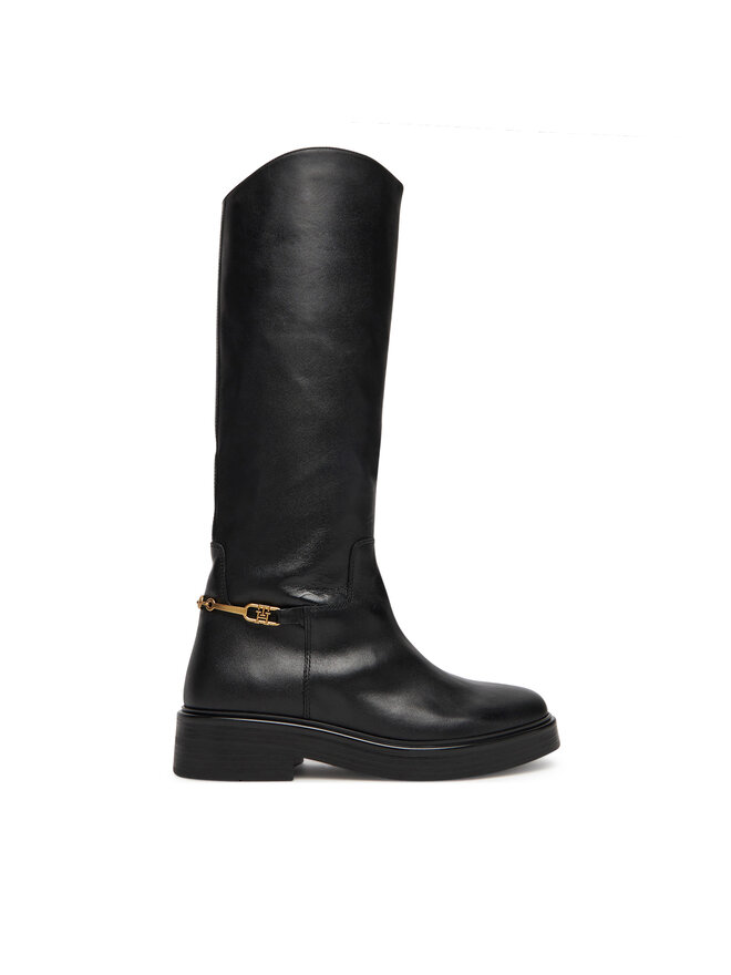 Tommy Hilfiger Čizme ispod koljena Tommy Hilfiger Horsebit Riding FW0FW08863 Crna