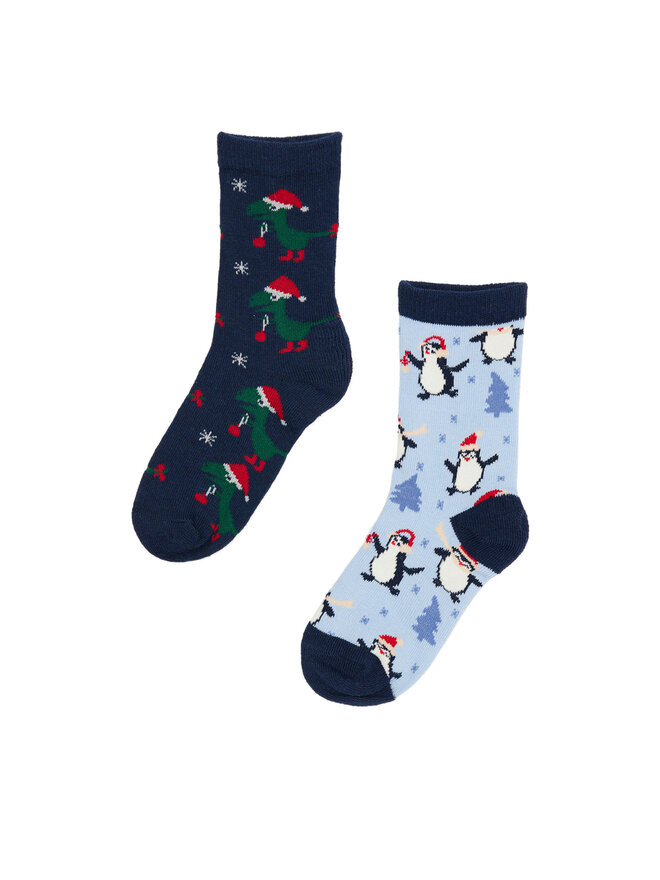 Action Boy Set de 2 perechi de șosete lungi pentru copii Action Boy 8KB-006-AW23 (2-pack) Albastru