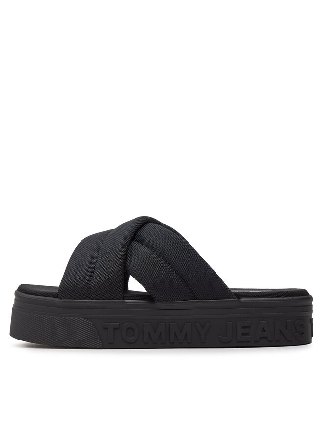 Tommy Jeans Чехли Tommy Jeans Tjw Lettering Flatform Sandal EN0EN02465 Черен