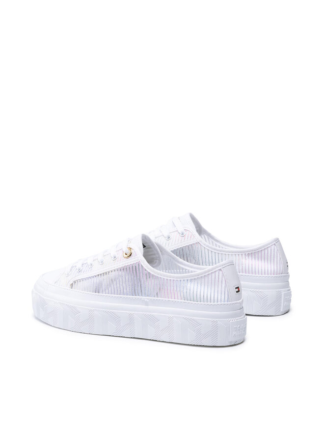 Tommy Hilfiger Sneakers aus Stoff Tommy Hilfiger Glitter Transparent Vulc Sneaker FW0FW05538 Weiß