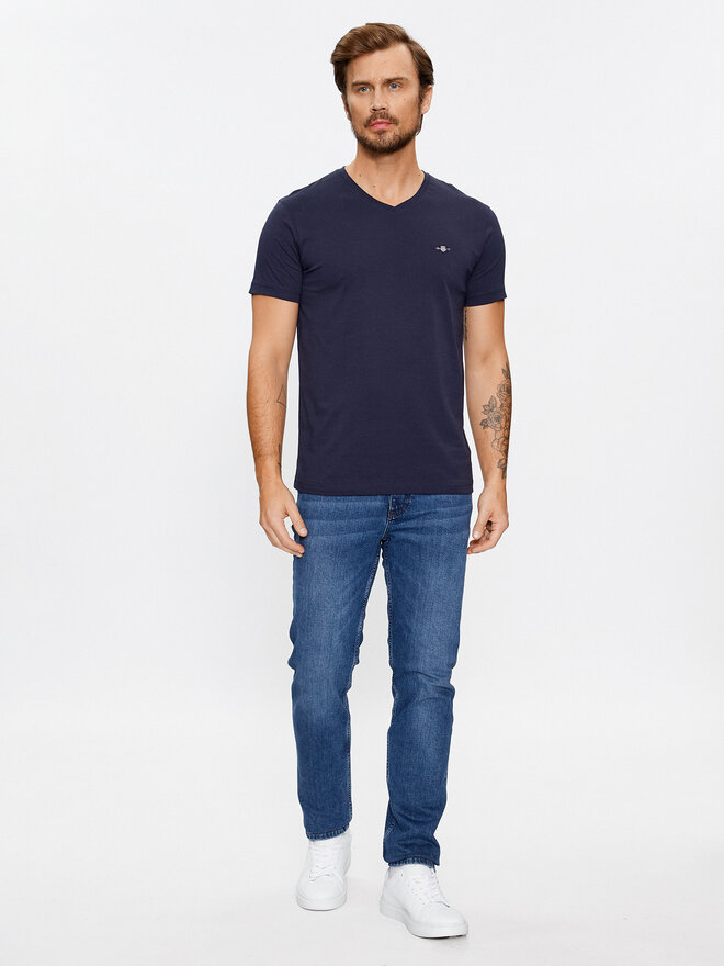 Gant Gant Marškinėliai Shield 2003186 Tamsiai mėlyna Slim Fit