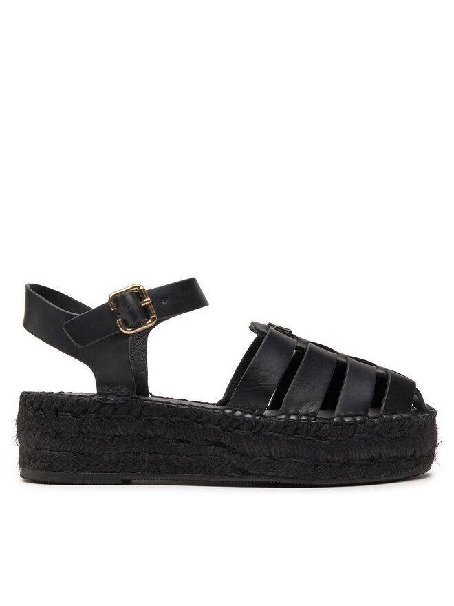 Black leather platform espadrilles 2025