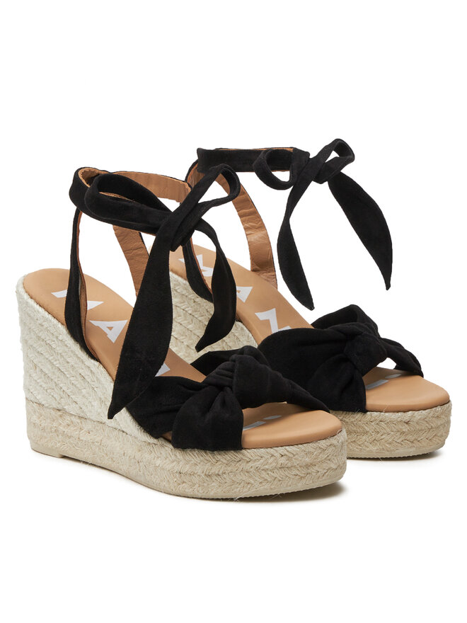 Manebi Еспадрили Manebi Hamptons Wedge Espadrilles With Knot K 1.0 WS Черен