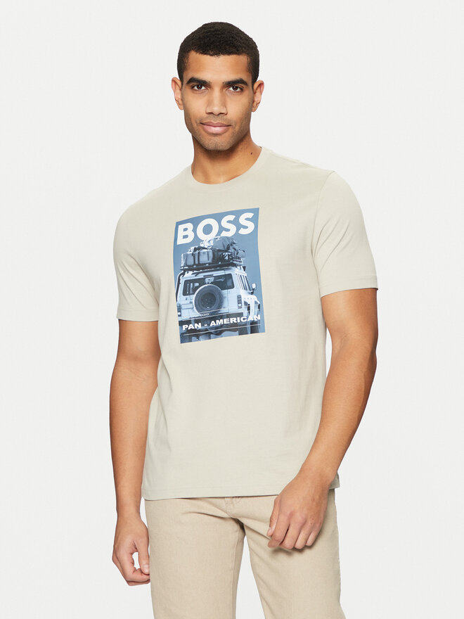 BOSS BOSS Camiseta Te_Mextour 50535079 Beis Regular Fit
