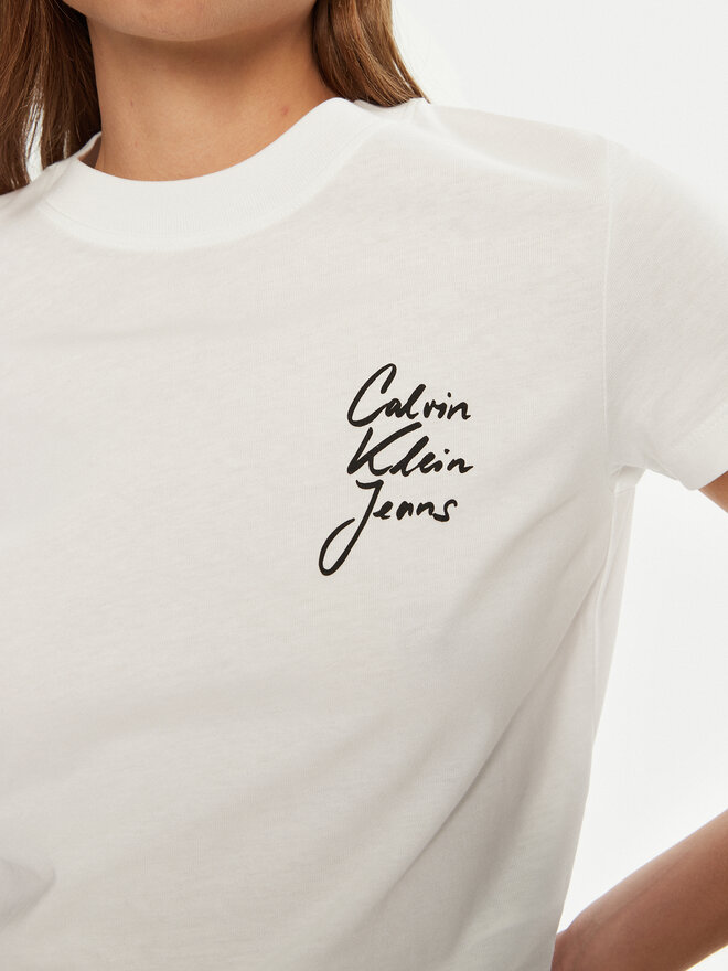 Calvin Klein Jeans Calvin Klein Jeans T-Shirt Script Institutional J20J224984 Weiß Slim Fit