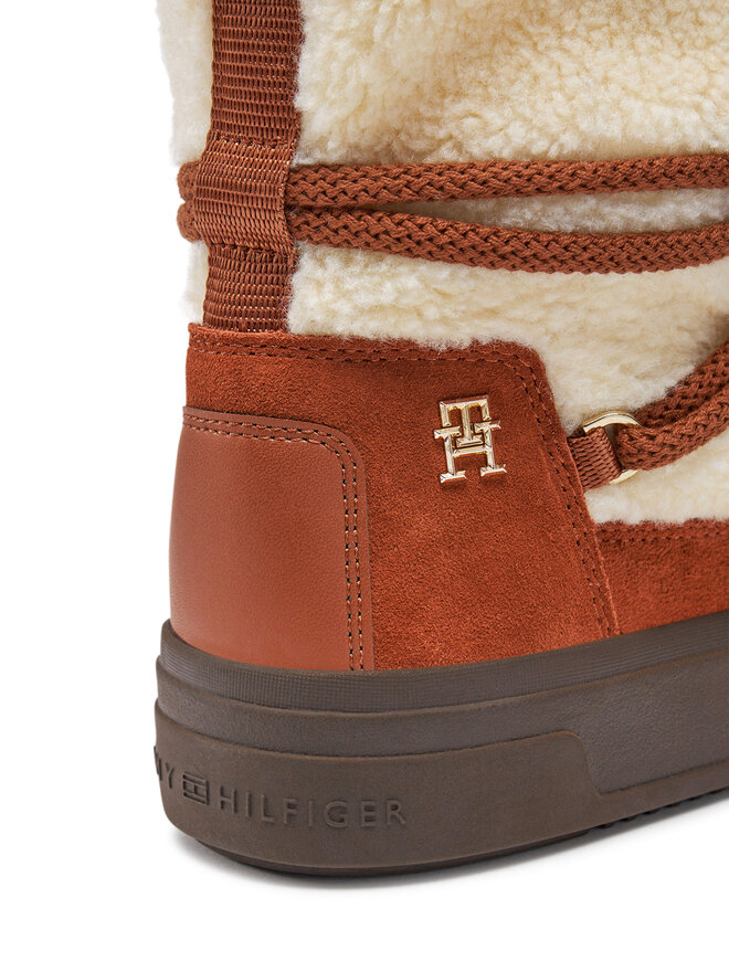 Tommy Hilfiger Schneeschuhe Tommy Hilfiger Lace-Up Faux Shearling Snowboot FW0FW08252 Beige