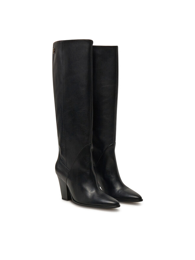 Tommy Hilfiger Csizma Tommy Hilfiger High Cowboy Heel Boot Leather FW0FW08296 Fekete