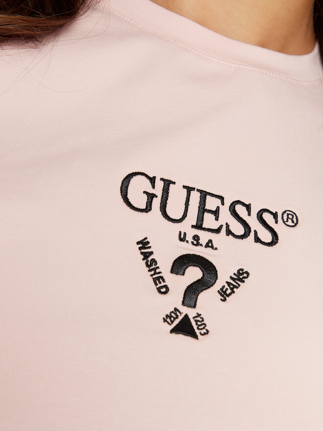 Guess Guess Marškinėliai V4YI21 KCDH1 Rožinė Slim Fit