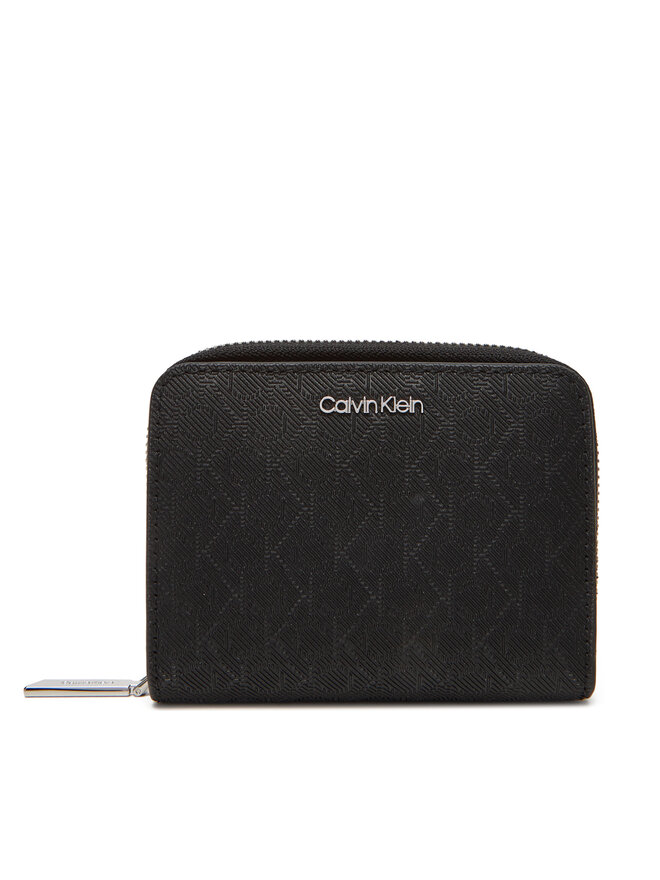 Calvin Klein Малък дамски портфейл Calvin Klein Ck Must Aop Md Zip Around W Flap LV04F1037G Черен