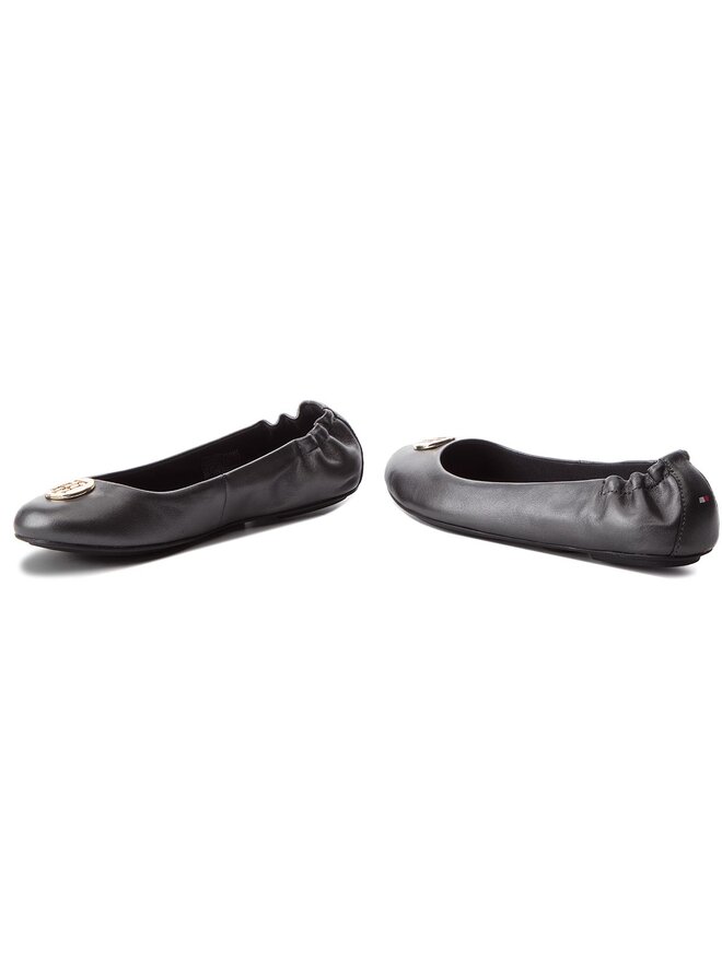 Tommy Hilfiger Ballerinas Tommy Hilfiger Pearlized Leather Ballerina FW0FW03412 Grau