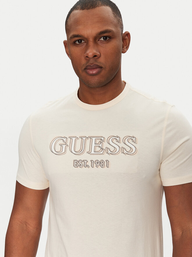 Guess Guess T-Shirt M5GI07 I3Z14 Écru Slim Fit
