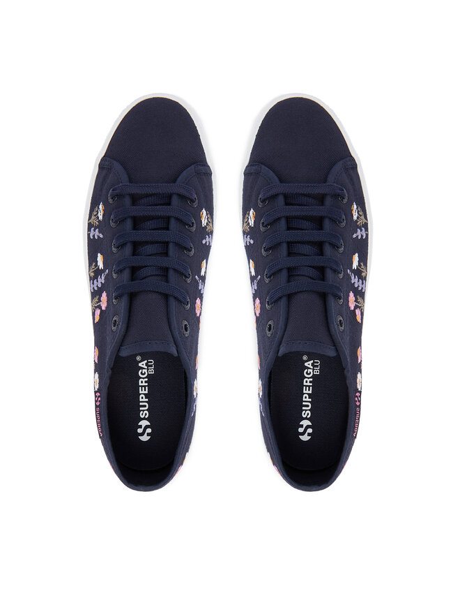 Superga Sneakers aus Stoff Superga 3740 Platform Flower Embroidery Leggera S5138TW Dunkelblau