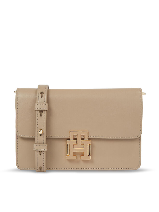 Tommy Hilfiger Kabelka Tommy Hilfiger Pushlock Leather Small Crossover AW0AW15227 Béžová
