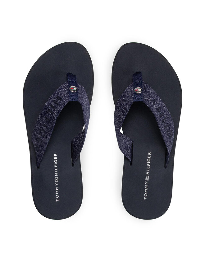 Tommy Hilfiger Čības uz pirksta Tommy Hilfiger Th Glitter Wrab Beach Sandal FW0FW06423 Tumši zils