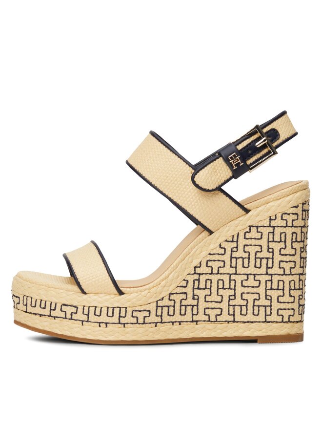 Tommy Hilfiger Sandalias Tommy Hilfiger Platform Th Mono Rafia Wedge FW0FW08052 Beis