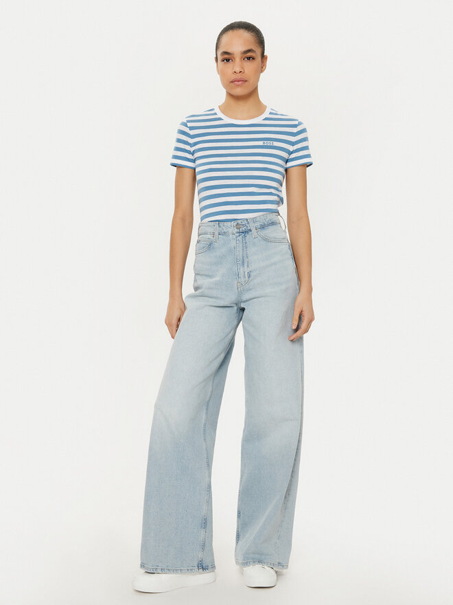 BOSS BOSS T-Shirt C_Esla_Striped 50504192 Blau Regular Fit