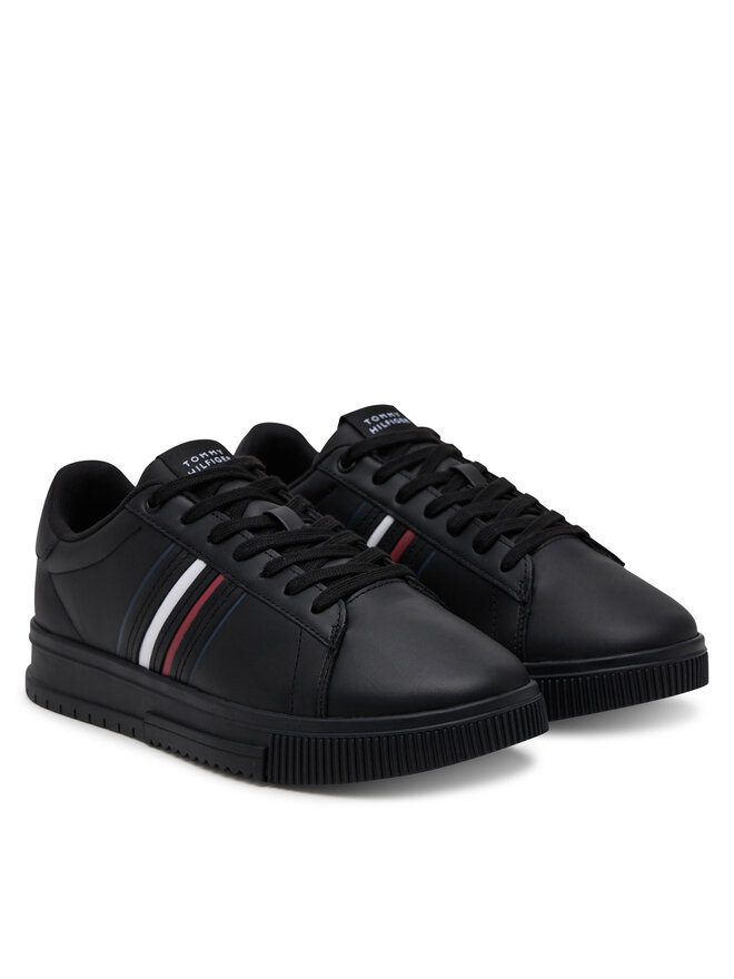Tommy Hilfiger Zapatillas Tommy Hilfiger Modern Cupsole Stripes Lth FM0FM05406 Negro