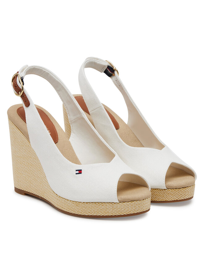 Tommy Hilfiger Espadrile Tommy Hilfiger Flag High Wedge Espad Slingback FW0FW08597 Alb