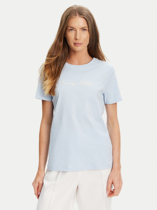 Tommy Hilfiger Tommy Hilfiger Футболка Script WW0WW45746 Блакитний Regular Fit
