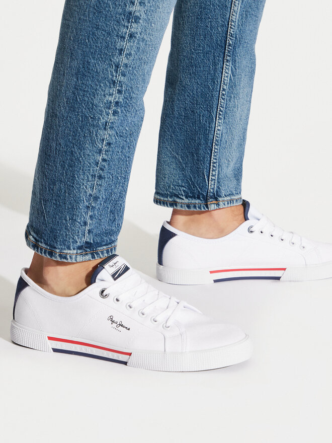 Pepe Jeans Πάνινα παπούτσια Pepe Jeans Brady Basic PMS30816 Λευκό