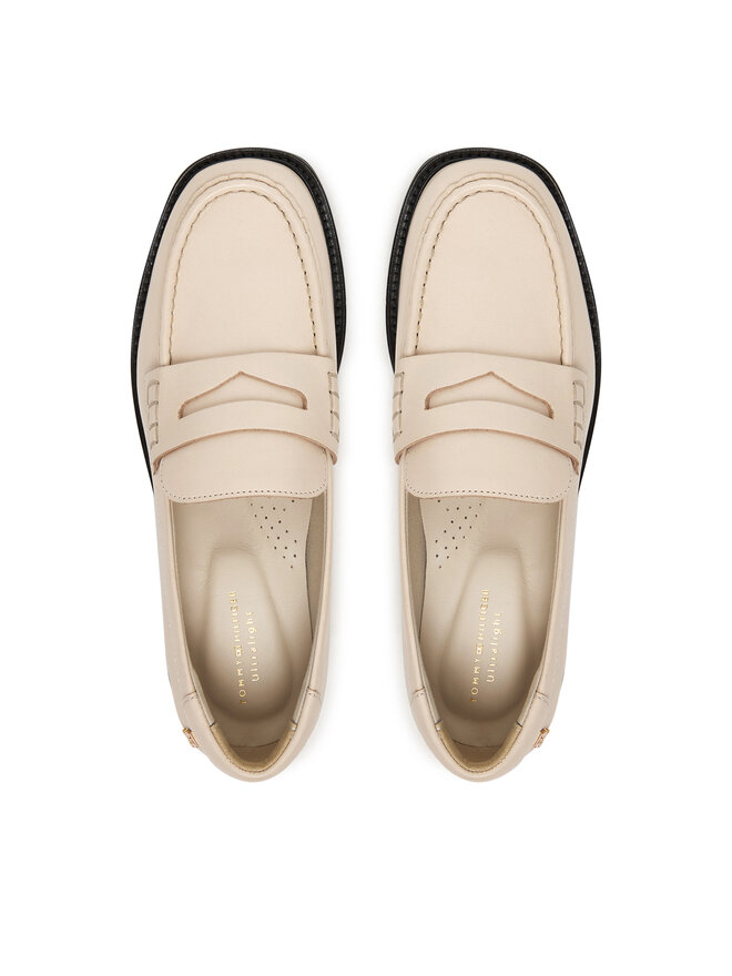 Tommy Hilfiger Slipper Tommy Hilfiger Elettra Penny Leather FW0FW09360 Écru