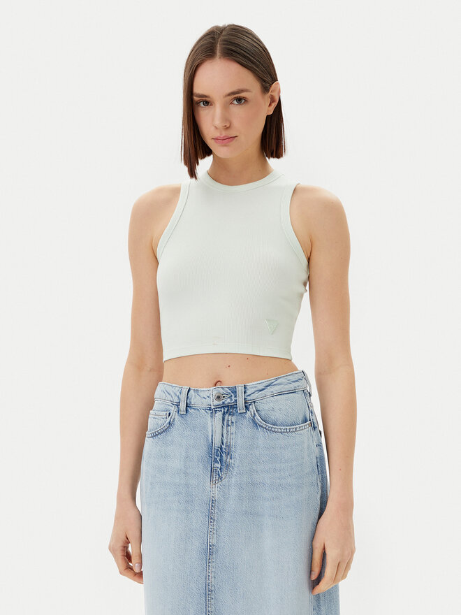 Guess Guess Τοπ V3GP19 K8RT2 Εκρού Slim Fit
