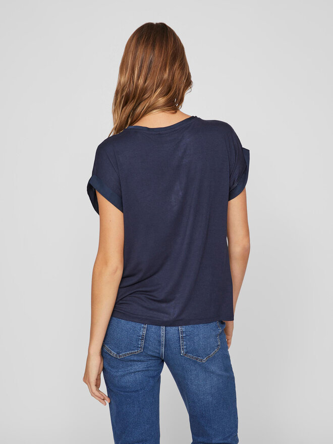 Vila Vila T-shirt Ellette 14059563 Tamnoplava Regular Fit