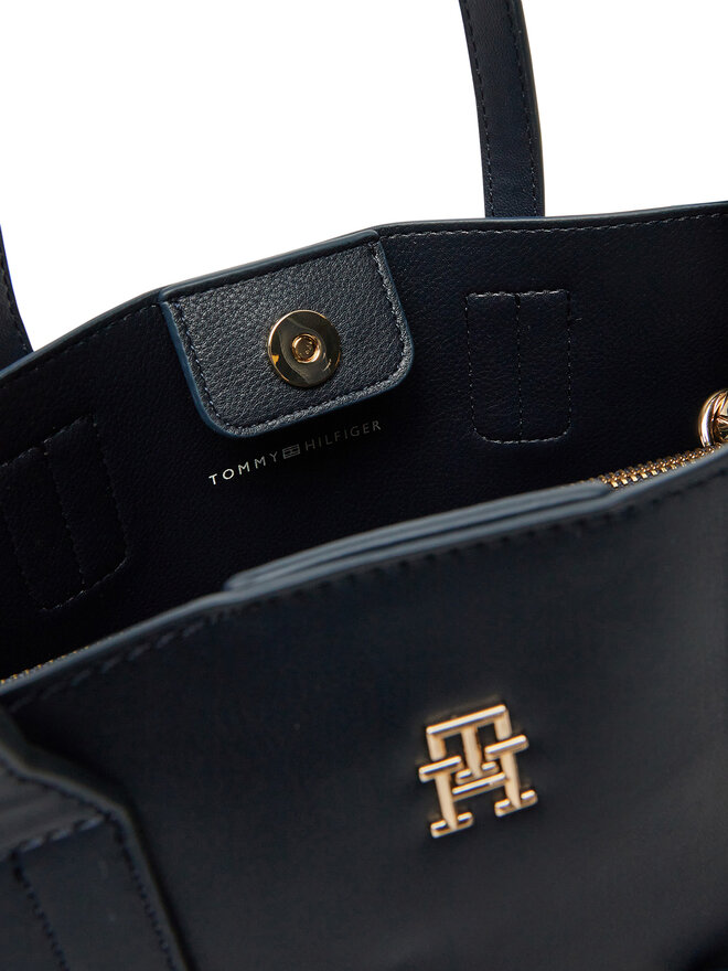 Tommy Hilfiger Handtasche Tommy Hilfiger Th Distinct Mini Tote AW0AW17192 Dunkelblau