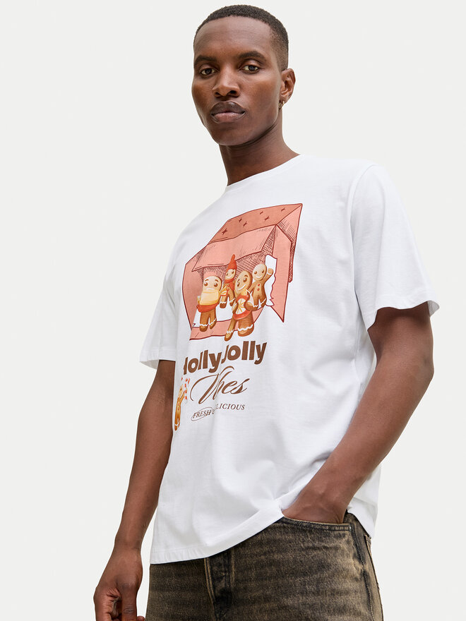Jack & Jones Jack & Jones T-Shirt Holiday Cartoon 12287550 Weiß Relaxed Fit