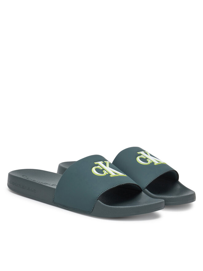 Calvin Klein Jeans Natikače Calvin Klein Jeans Slide Jelly Mono Pu YM0YM01281 Zelena