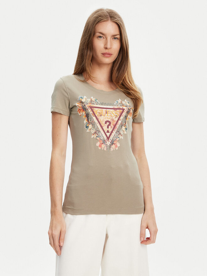 Guess Guess T-Shirt W5YI08 J1314 Πράσινο Regular Fit