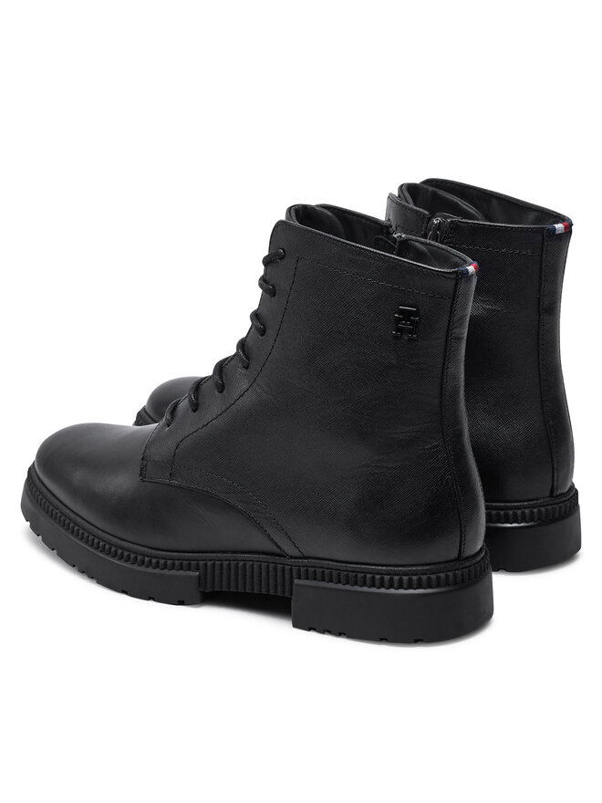 Tommy Hilfiger Čižmy Tommy Hilfiger Comfort Tl Texture Lth Boot FM0FM05182 Čierna