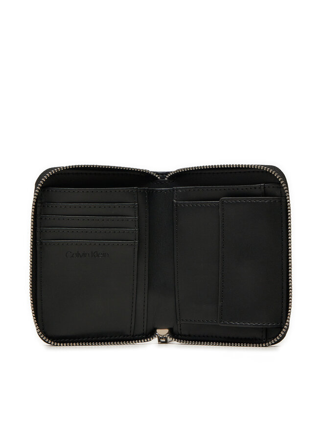 Calvin Klein Portofel Mic de Damă Calvin Klein Line Quilt Medium Zip Around K60K613066 Negru
