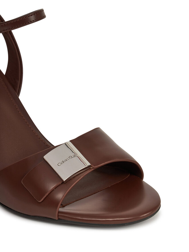 Calvin Klein Sandały Calvin Klein Heel Sandal 85 W/Ck Hw - Lth HW0HW02485 Brązowy