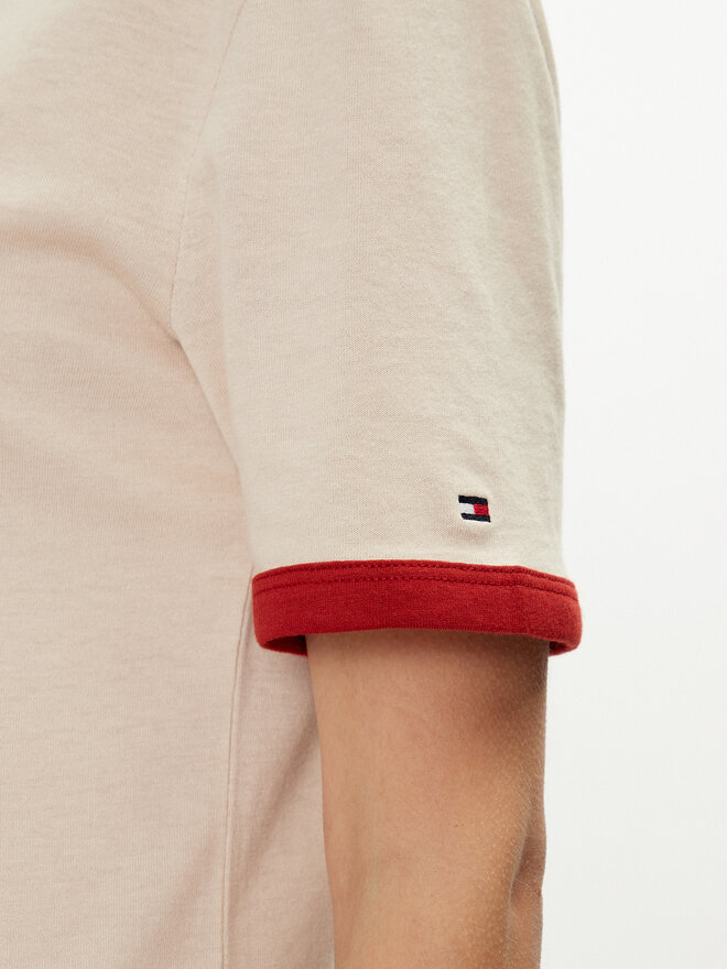 Tommy Hilfiger Tommy Hilfiger T-Shirt Varsity Ringer WW0WW42585 Μπεζ Regular Fit